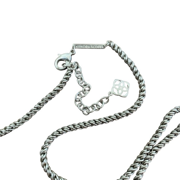 Kendra Scott smoky Slate gray Corla‎ cateye rhodium silver necklace. 30” Length. - Picture 7 of 10